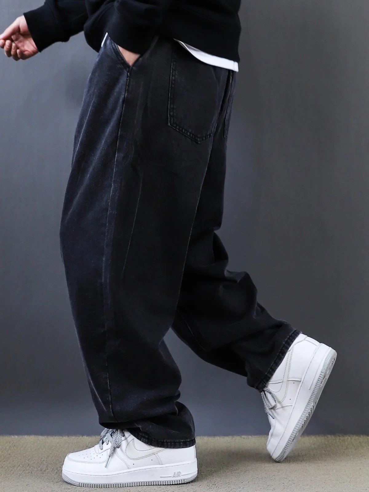 

Loose Straight Leg Men's Jeans Bla Casual Long Trousers Spring Autumn American High Street Sle New 2025 Cone aped