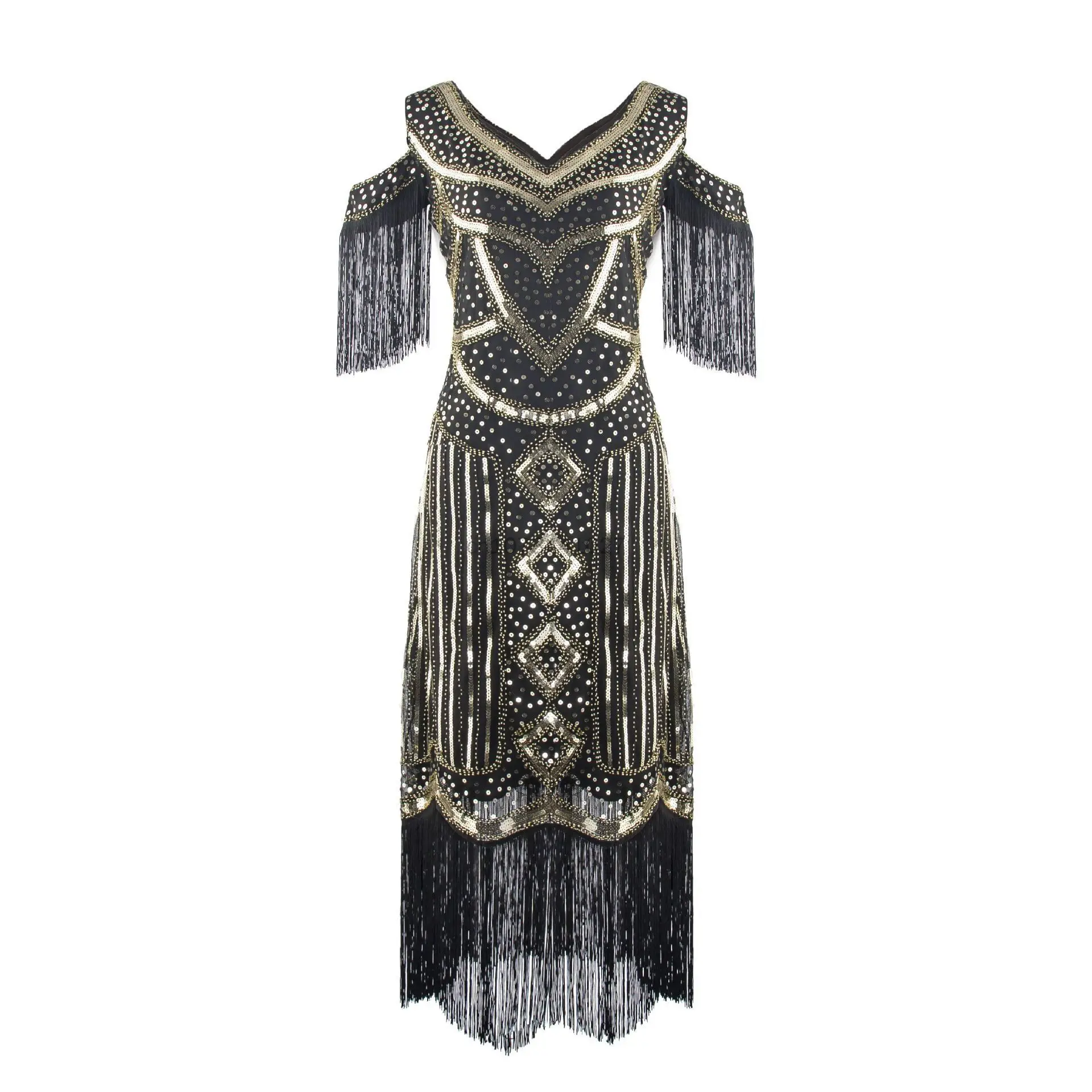 1920s Flapper Vintage Evening Dress Tassel Dress High-end Banquet Party Sequin Beaded Dress Great Gatsby Cosplay Charleston