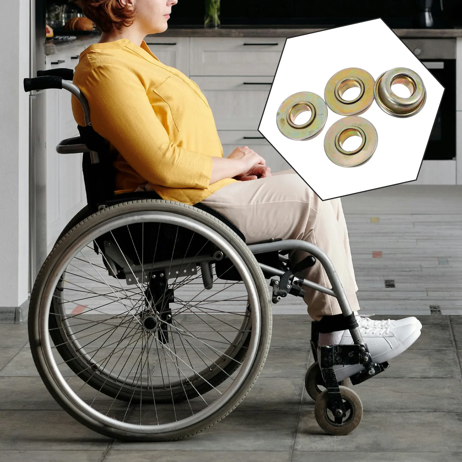 4Pcs Wheelchair Fork Bearings Premium Steel Front Fork Assembly Bearings for Long- Operation Wheelchair Front