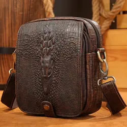 Luxury Men's Crossbody Shoulder Bag Men's Genuine Leather Shoulder Bag Crocodile Pattern Messenger Bag Male Alligator Side Bags