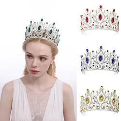 Vintage Green Crystal Bridal Tiaras Crowns Baroque Pageant Prom Rhinestone Veil Tiara Headpiece
