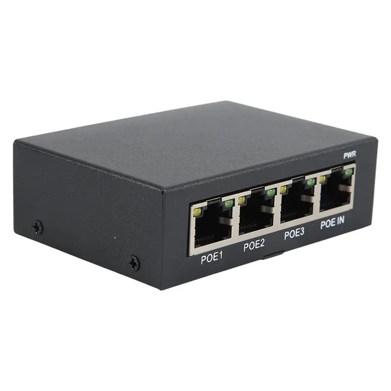 QWE-1 Piece 4 Port Gigabit POE Extender 100/1000M Network Switch Extender Black Metal For Poe Switch NVR IP Camera AP