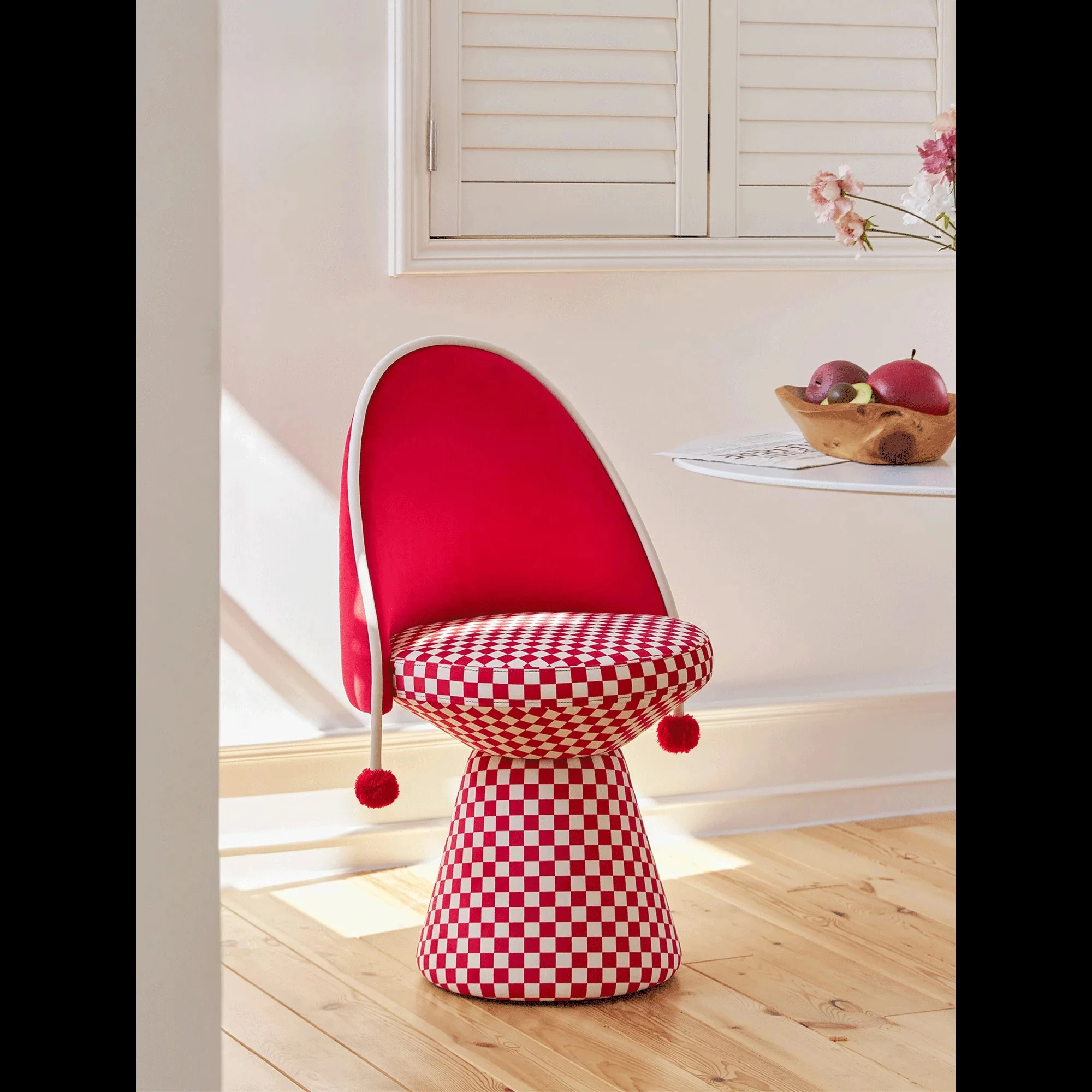 Little Red Riding Hood Elegant Swivel  Makeup  Dining Chair Leisure Chair Stool Backrest Dresser Chair