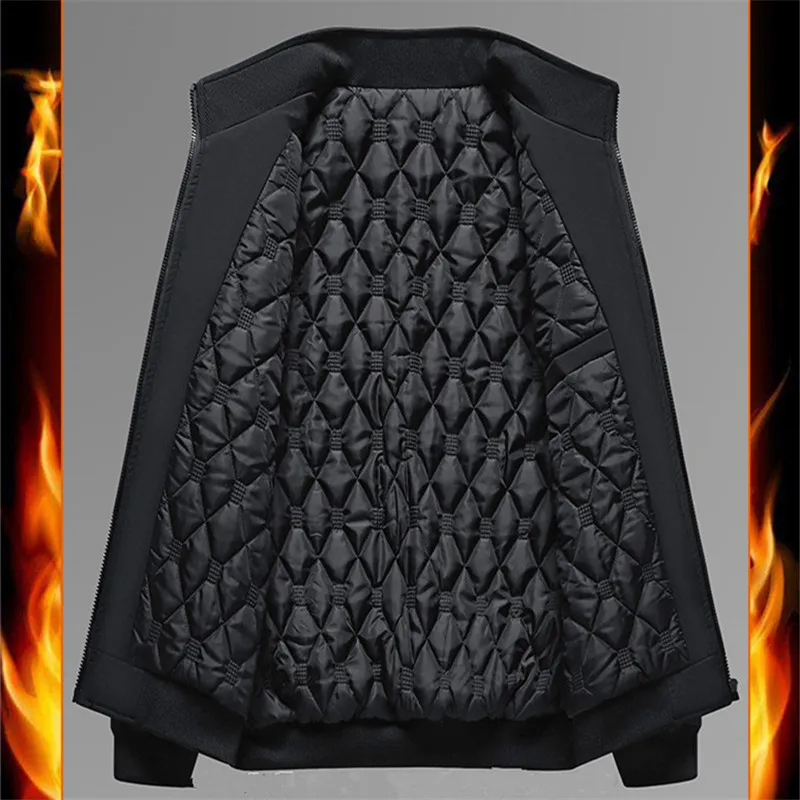 

Winter Mens Fleece Warm Jackets Bomber Fashion Parkas Outerwear Coats Men Casual Windbreaker Jacket Classic Solid Thermal Coat