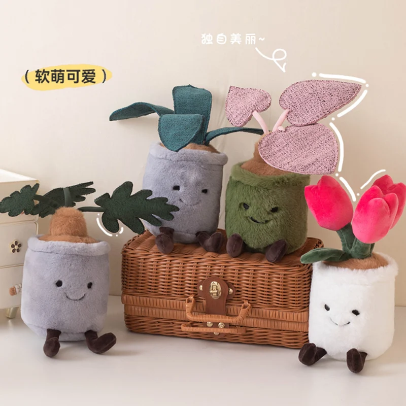 Alta qualidade planta verde tulipa suculenta travesseiro de pelúcia kawaii monstera planta animal de pelúcia macio huggable decoração presente de aniversário
