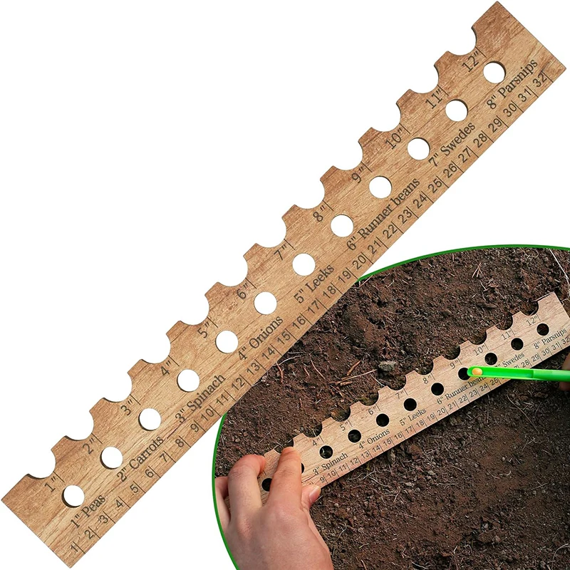 Wooden Planting Ruler With Spacing Recommendations Wood Plant Planting Ruler Seed Spacer For Precise Planting Plants Spacing