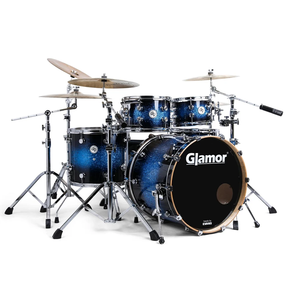Glamor Professional Portable Drum Kits High Quality Musical Instrument Series Green Blue Spotlight Tambourine Drum Sets