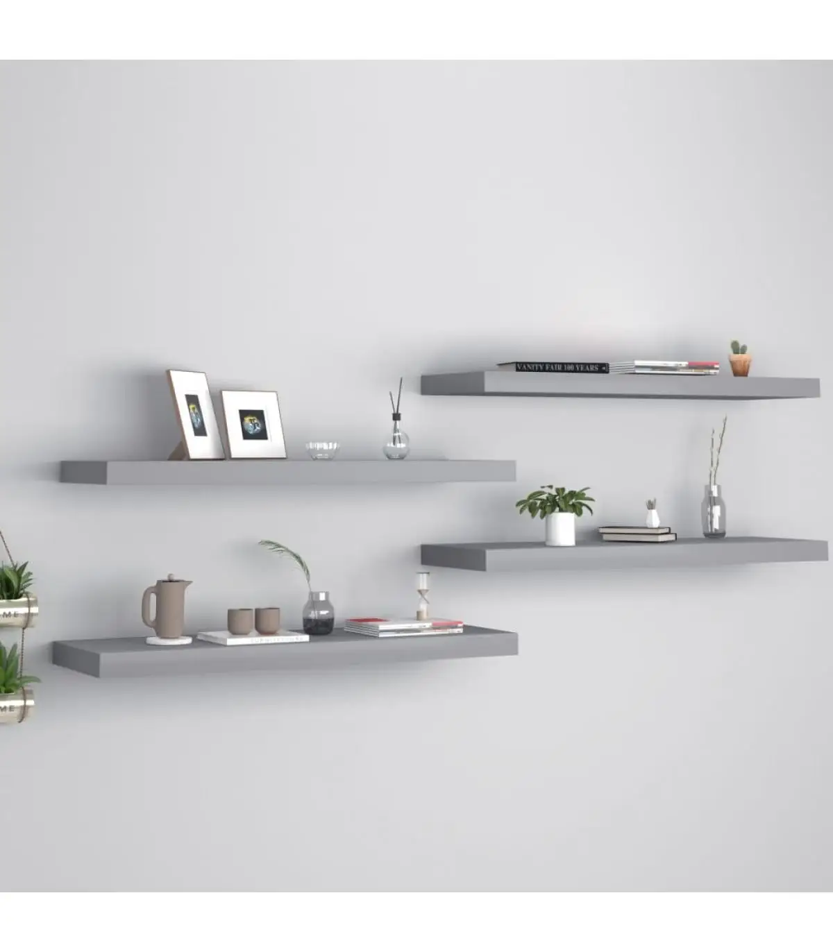 Shelves and shelves floating shelves Wall 4 PCS gray MDF 80x23,5x3,8cm