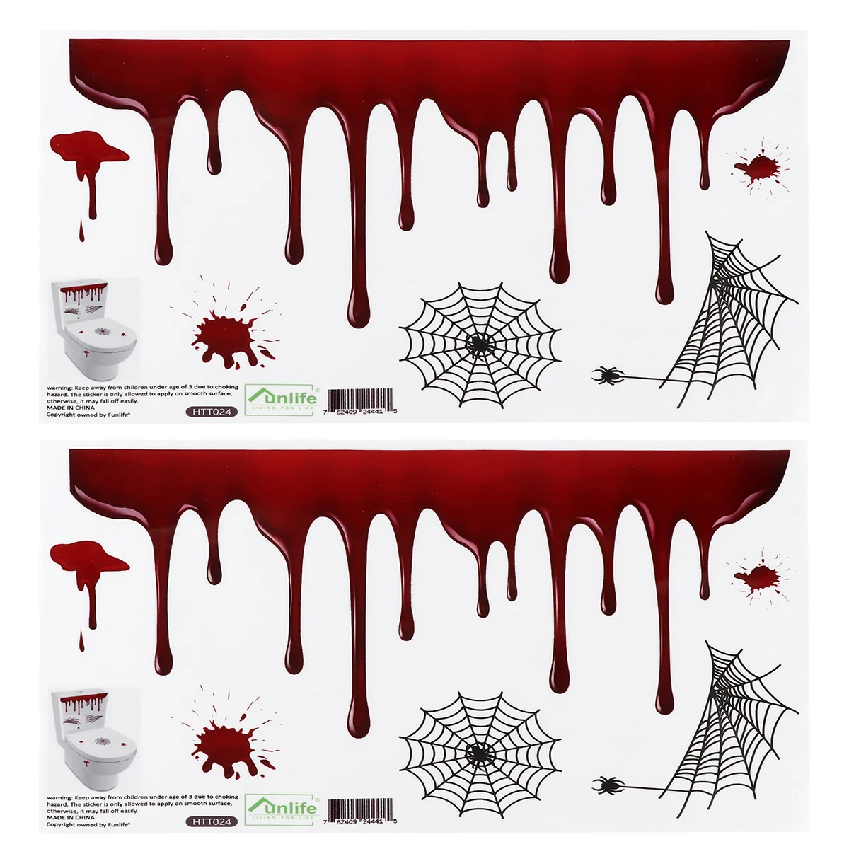 PVC Halloween Blood Pattern Toilet Seat Sticker Waterproof Removable Decorative Wall Decal for Parties Toilet Seat Sticker