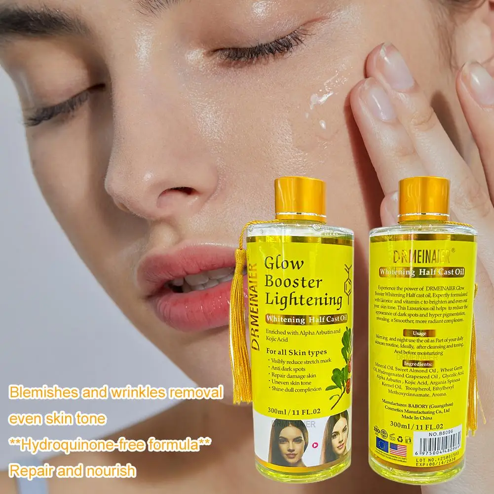 

Осветляющее масло для тела 300 мл с альфа-арбутином для сияния кожи, корректор темных пятен для выравнивания тона кожи лица и тела ﻿