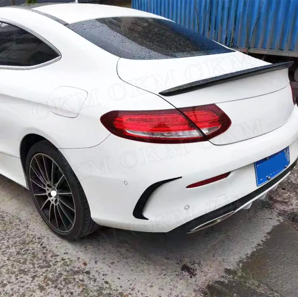 

CKMUUER ABS Gloss Black for Mercedes Benz C Class W205 C180 C200 C300 C63 AMG Coupe 2015-2021 Rear Bumper Fins Anards Splitters