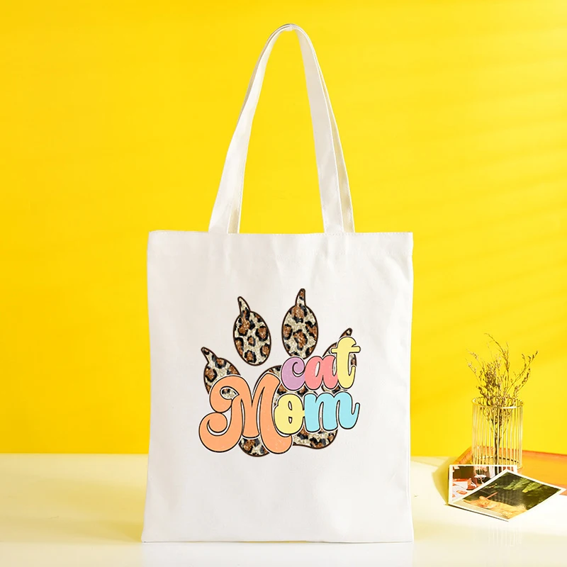 

(Boutique handbag)New Cat Printing Shopping Bag Shopper Shopping Reusable Fashion Women Girl Handbag Bag Large-Capacity Tote Bag