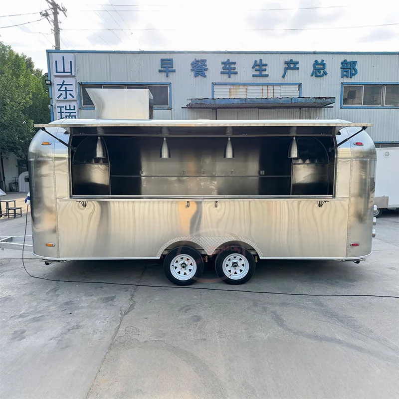 

United State Food Truck with Full Kitchen Concession Bbq Food Trailer with Porch Fully Equipped Custom Food Truck