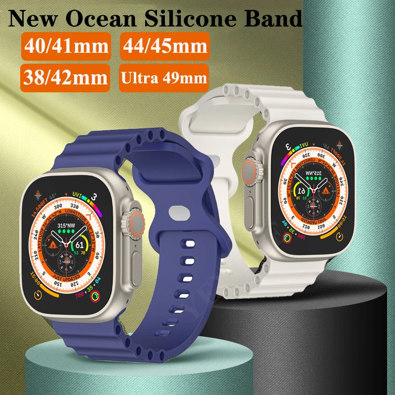 Ocean Strap For Apple Watch Band 49mm 45mm 44mm 40mm 41mm 42mm Silicone Correa Bracelet For iWatch 8 Ultra Series 7 6 5 4 3 2 1