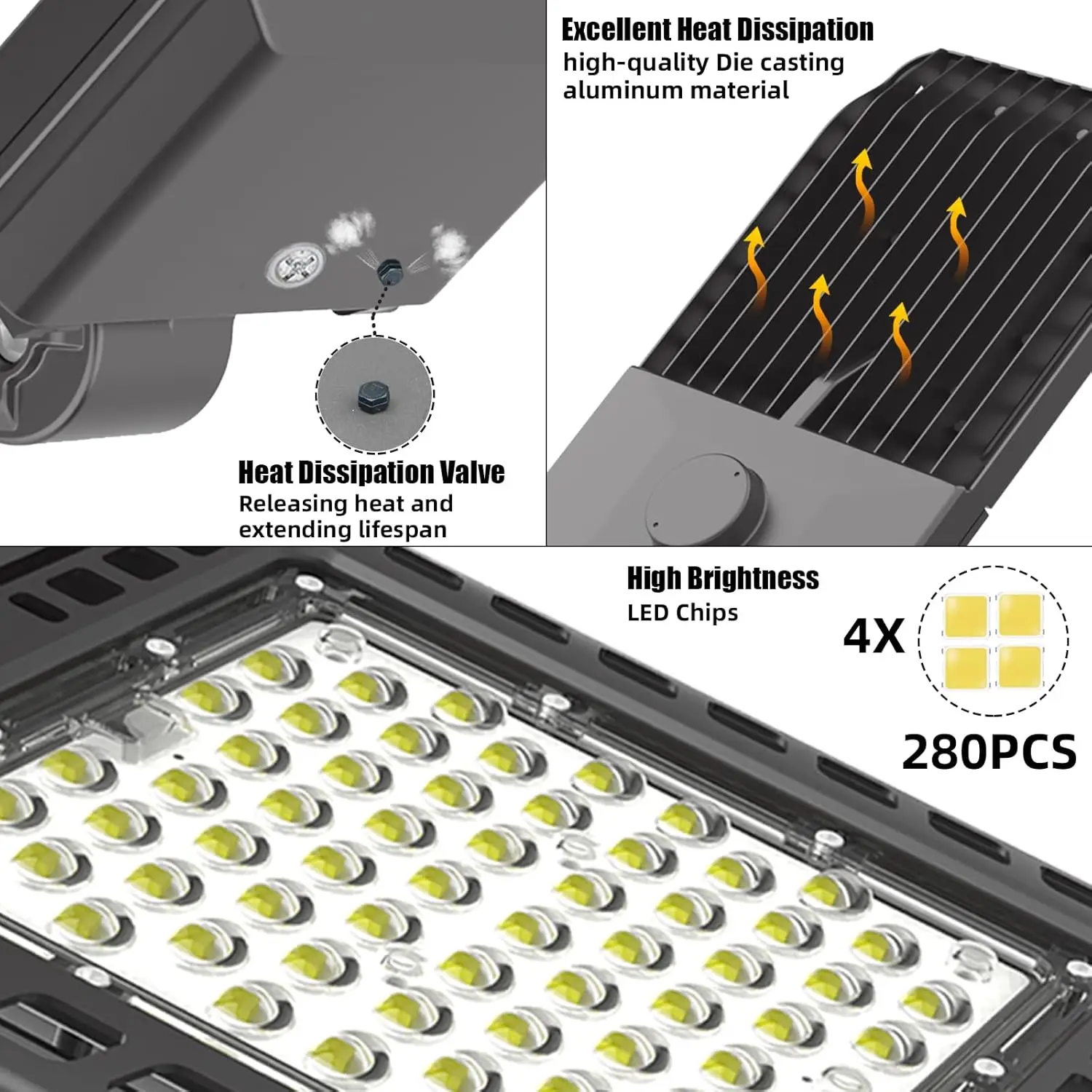 Confezione da 3 luci da esterno da 300 W con raccoglitore antiscivolo dal tramonto all'alba, luci di inondazione a LED 39000LM 5000K, Commer impermeabile IP65