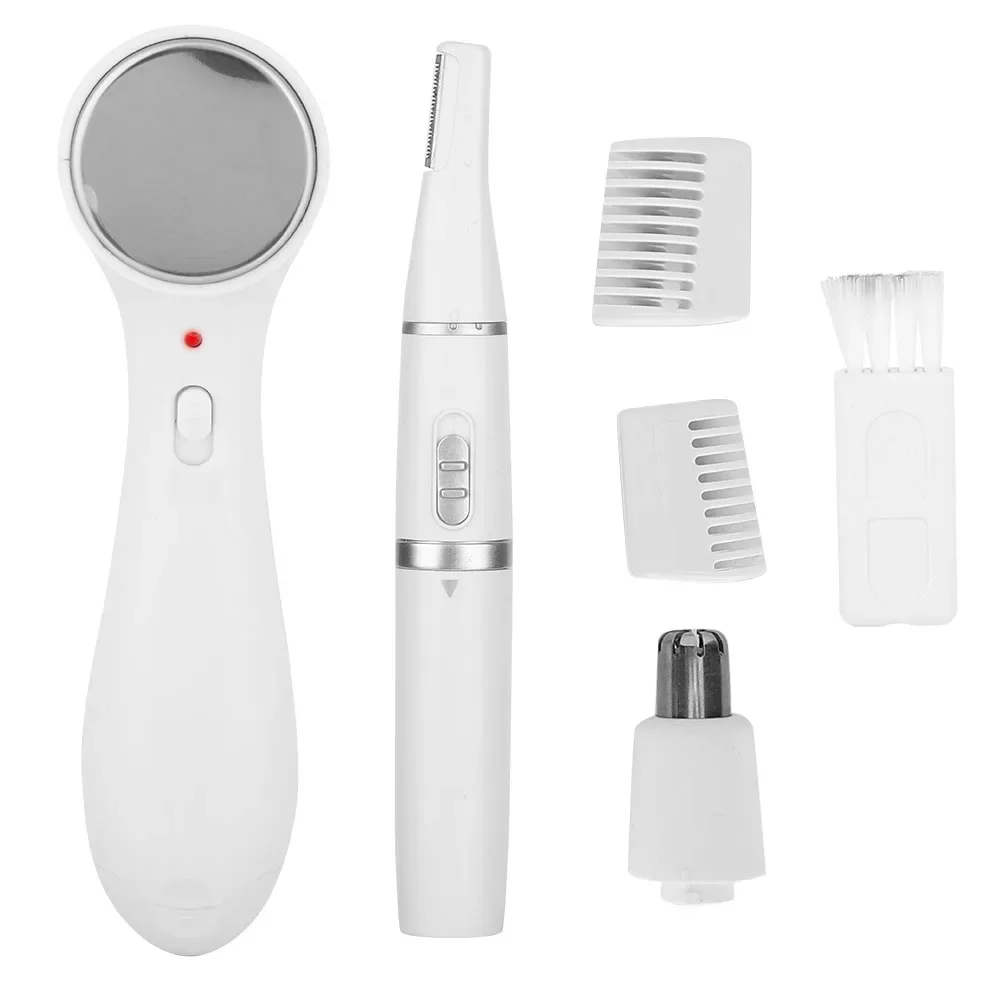 Washable Multiple Function Ultrasonic Vibration Ion Facial Beauty Machine Body Hair Trimmer Hair Shaver Set Face Beauty Device