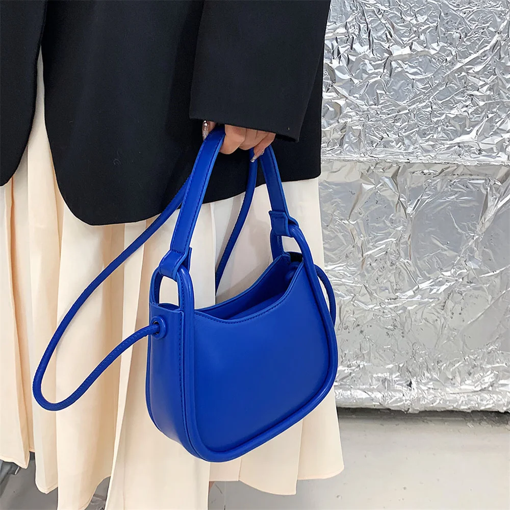 Klein Blue Solid Color Crossbody Bag Handbag New Foreign Style Single Shoulder Bag Spring Women's Designer Texture Messenger Bag