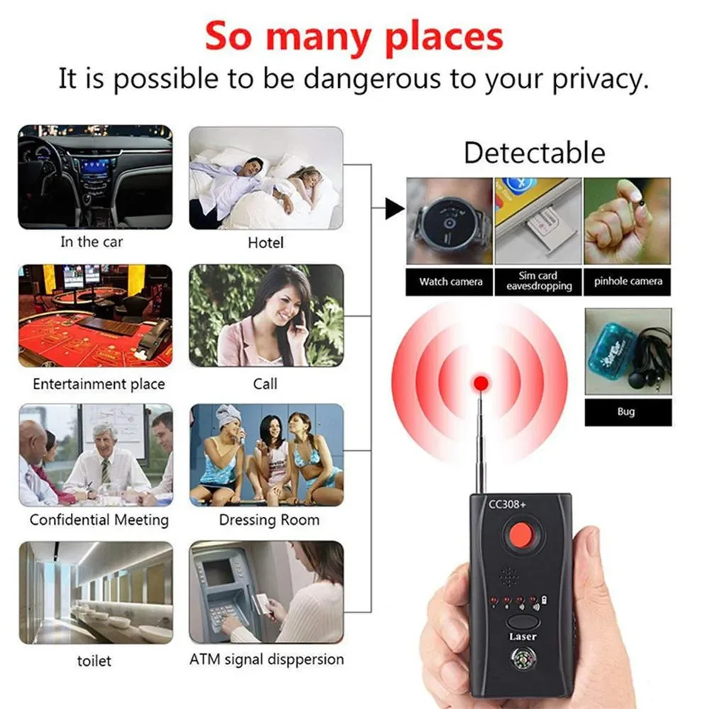 Portable Pinhole Camera Detector Wireless Bug RF Signal Scanner Hotel Anti-monitoring Device Cam Detector