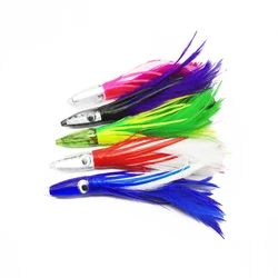 Squid Skirts Soft Fishing Lure 14cm/32g Night Fishing Lure Octopus Feather Skirt Artificial Acrylic Bait for Tuna Sai