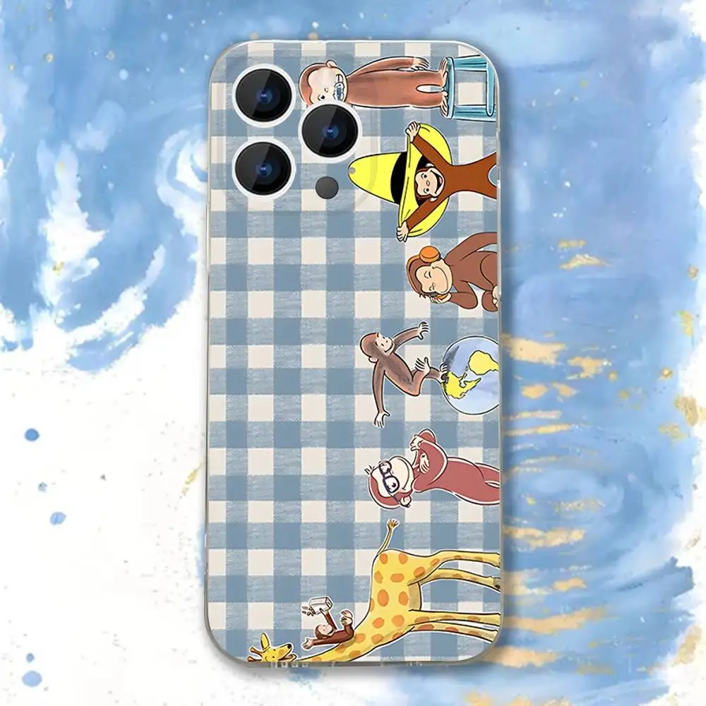 Custodia trasparente Mokey C-Curious G-Georges adatta per iPhone 11 12 13 14 15 16 17 Pro Max Plus X XS XR SE E Mini Custodia protettiva