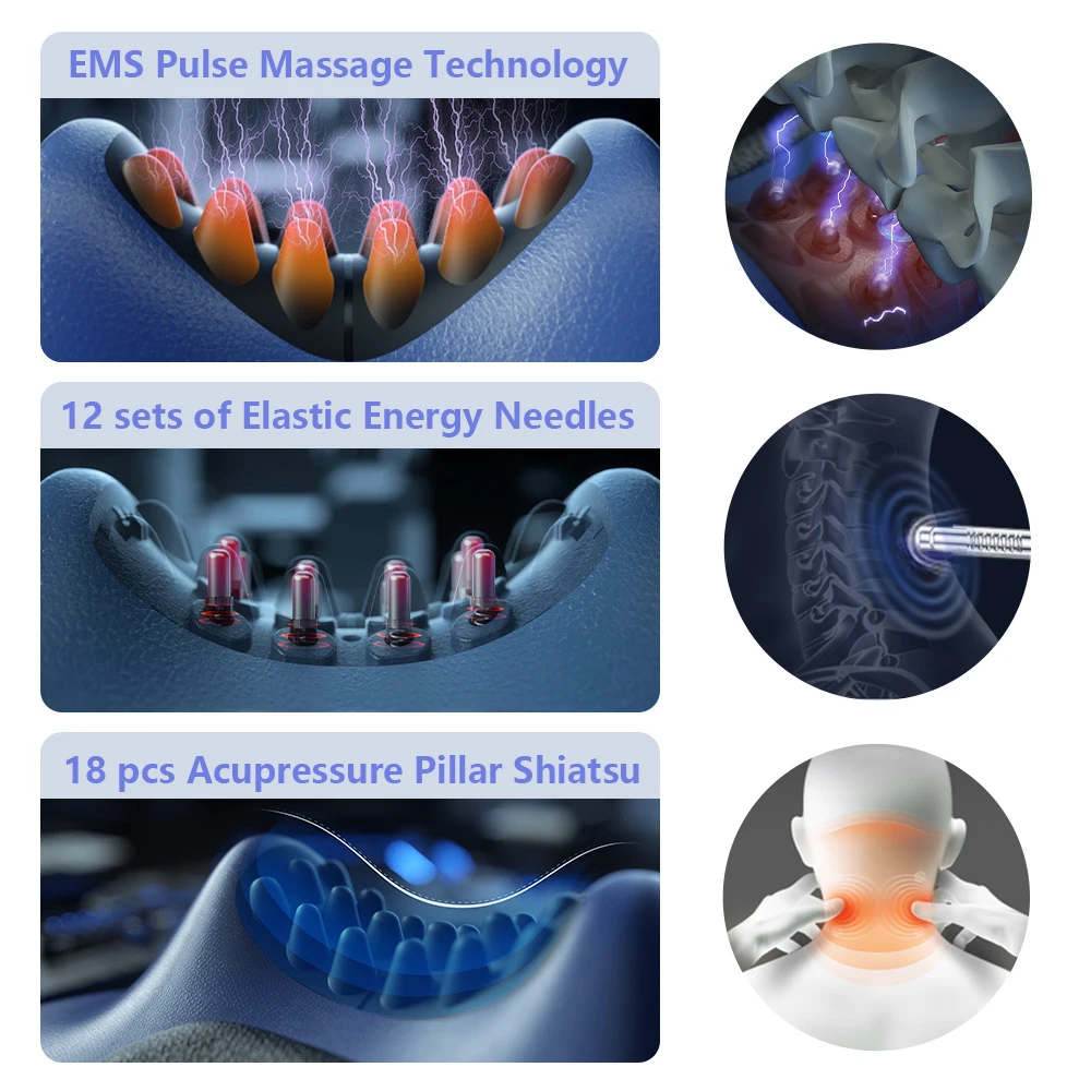 EMS Pulse Collo Cuscino Massaggiatore Elettrico Barella Cervicale Riscaldamento Vibrazione Muscolare Rilassamento Cervicale Chiropratica Trazione