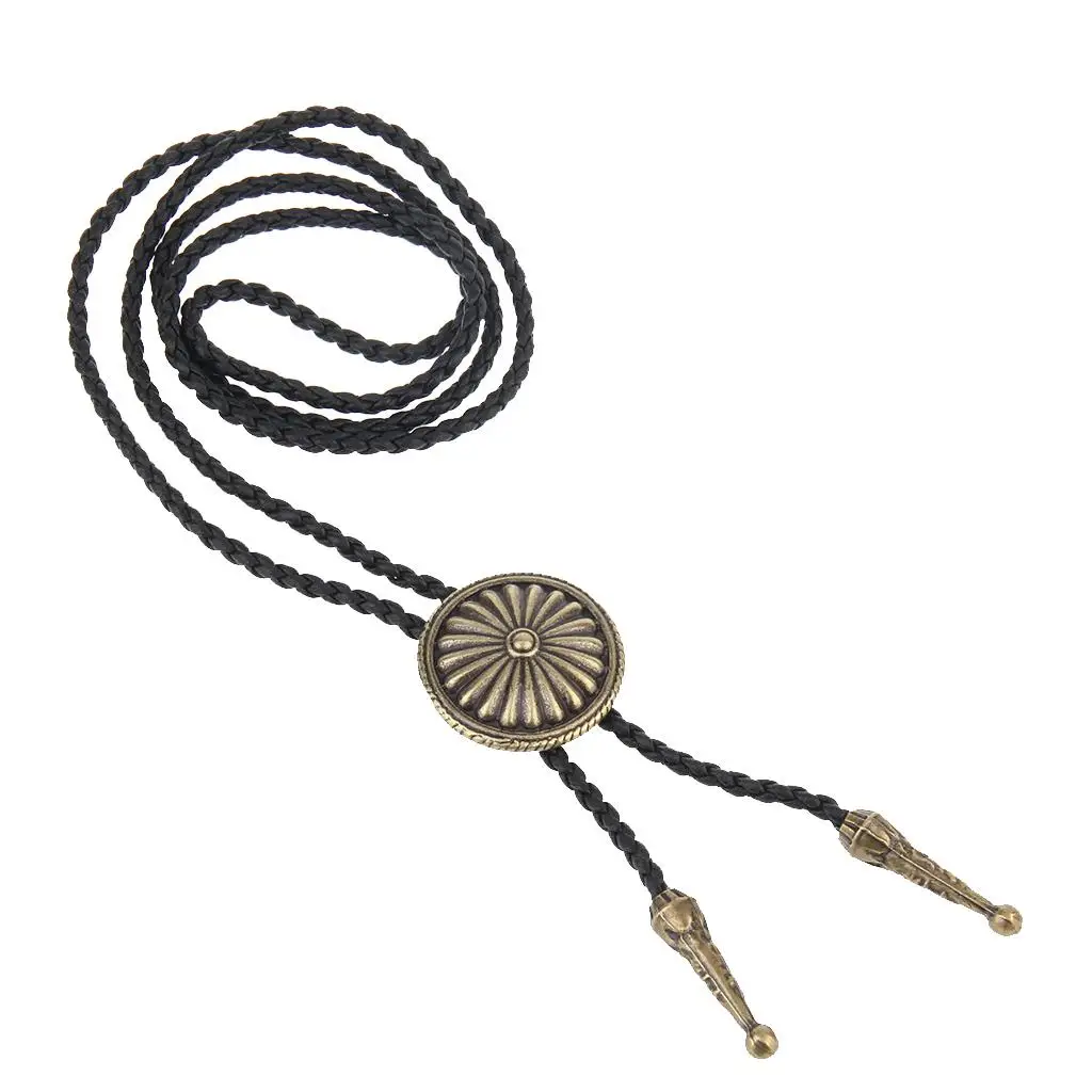 

Native American Necklaces Western Cowboy Leather Bolo Tie Daisy Neck Pendant Ethnic Jewelry for Men and Women