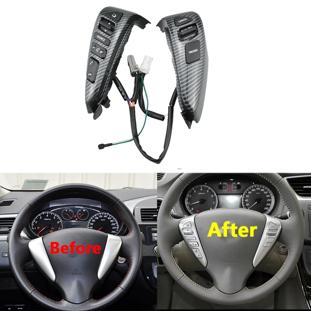 25550-3DA6A Steering Wheel Cruise Control Switch for Nissan/TIIDA/SENTRA/Livina/SUNNY/ALMERA/ VERSA Carbon Fiber