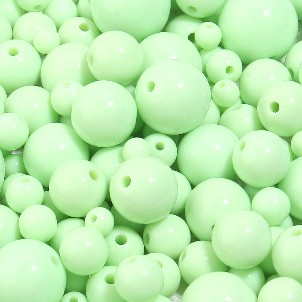 20-100pcs 6/8/10/12/14/16/18mm Light Green Round Acrylic Beads Loose Spacer Beads For Jewelry Making DIY Necklace Bracelet