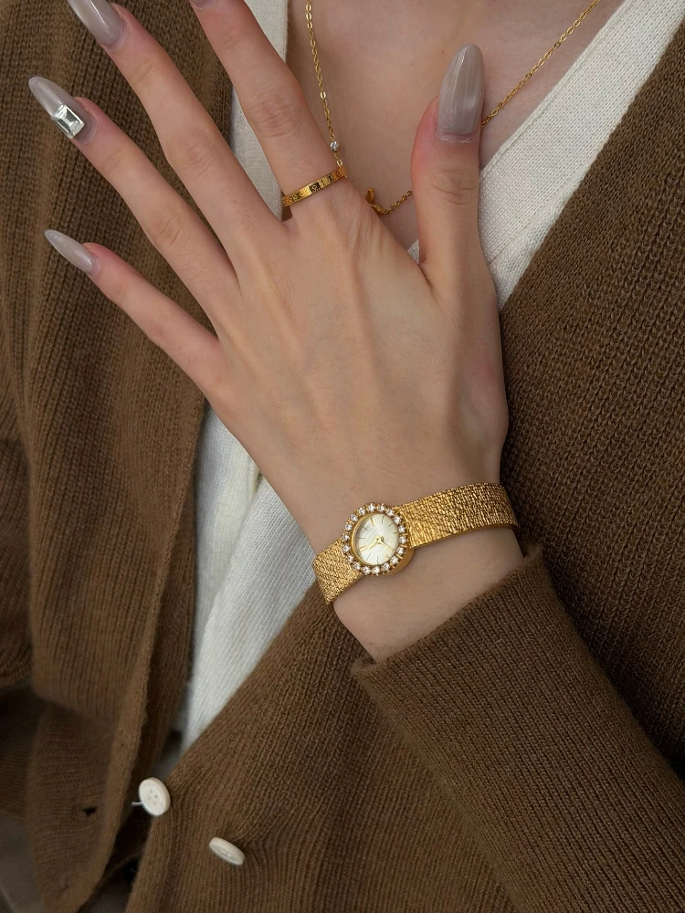 18k Gold Plated Ladies Wristwatch 22mm Women Quartz Watch Miyota Movement 30m Waterproof Fade Resistant Formal Dress Gift Box