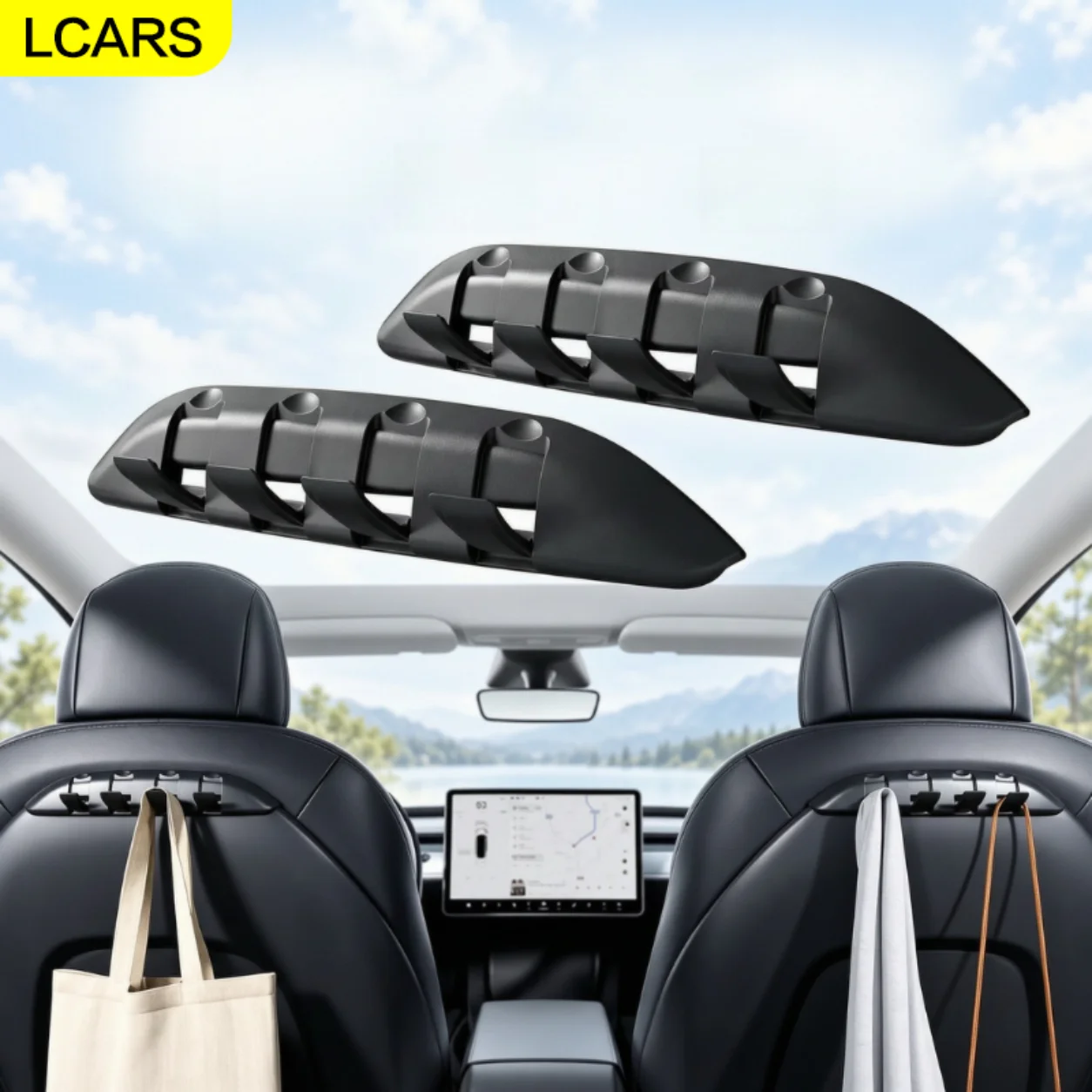 Suitable for Model 3/Y, Special Rear Seat Hook, Seat Back Storage Rack, 4-Hole Foldable Hidden Clothes Hook, Car Interior Modification Accessories, Stable and Non-Shaking