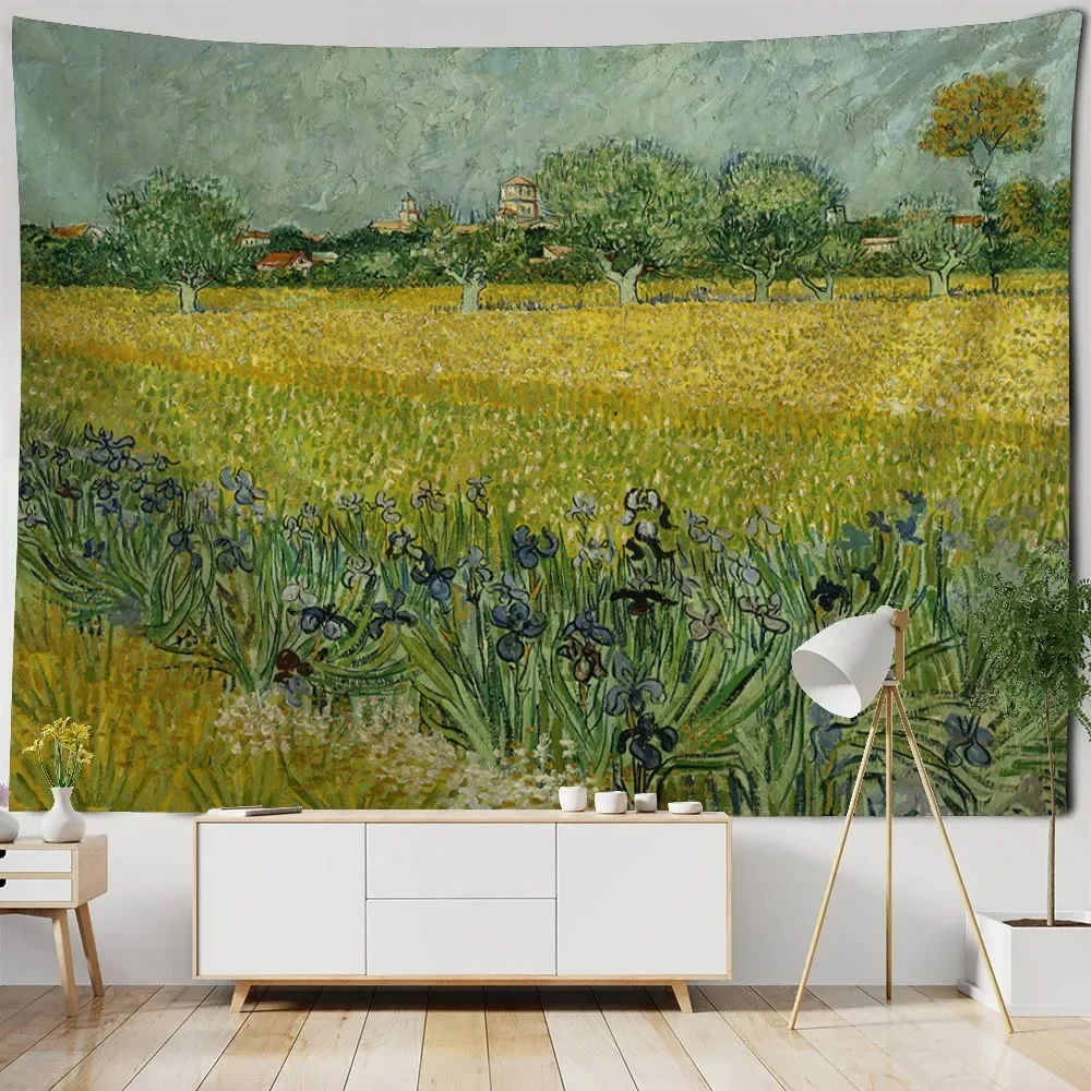 

Home Art Decoration Living Room Bedroom Dormitory Tapestry Van Gogh Oil Painting Tapestry Landscape Wall Hanging 180x320cm