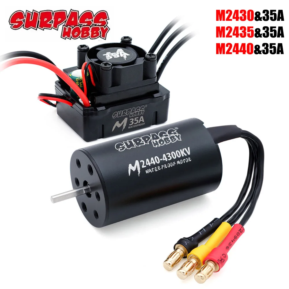 

SURPASS HOBBY Водонепроницаемый бесщеточный двигатель M2430/2435/2440 с комбинированным M35A ESC для 1/16 1/18 RC Truck Monster Car Boat