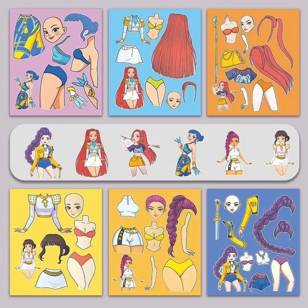 a 6/18Sheets Funny Kpop Demon Hunters Cartoon Puzzle Sticker DIY Phone Laptop Luggage Graffiti Decals Fun for Kid Gift S S/@