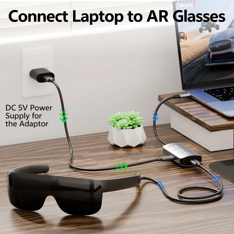 محول HDMI إلى النوع C 4K60 هرتز HDMI ذكر إلى USB C شاحن أنثي لنظارات AR XREAL One، VITURE Pro، RayNeo Air 2S، مفتاح روكيد