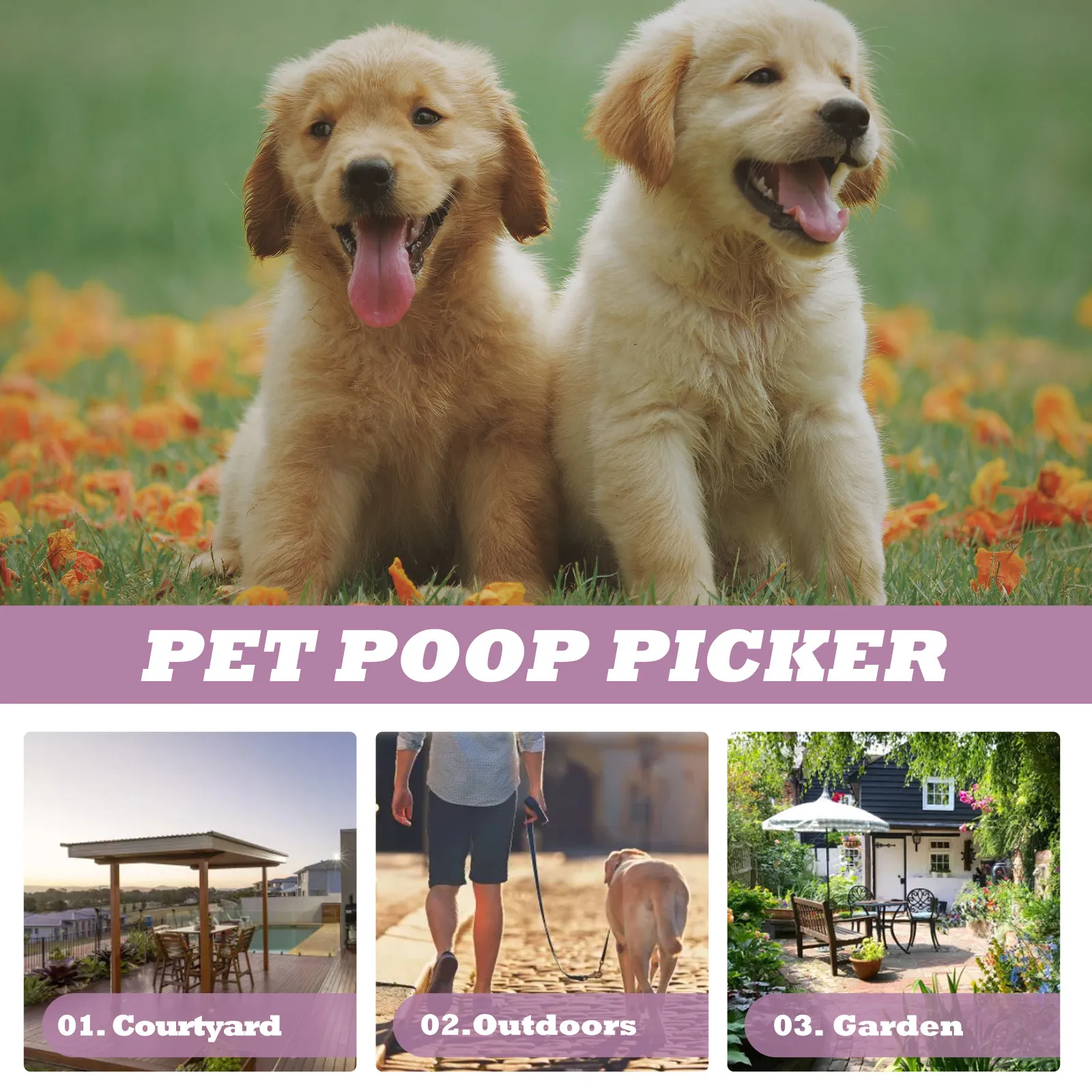 

Dog Pooper Scooper Ergonomic Arc Handle Portable Outdoor Pet Poop Picker Strong Bite Force Pickup Tool Pooper Scooper