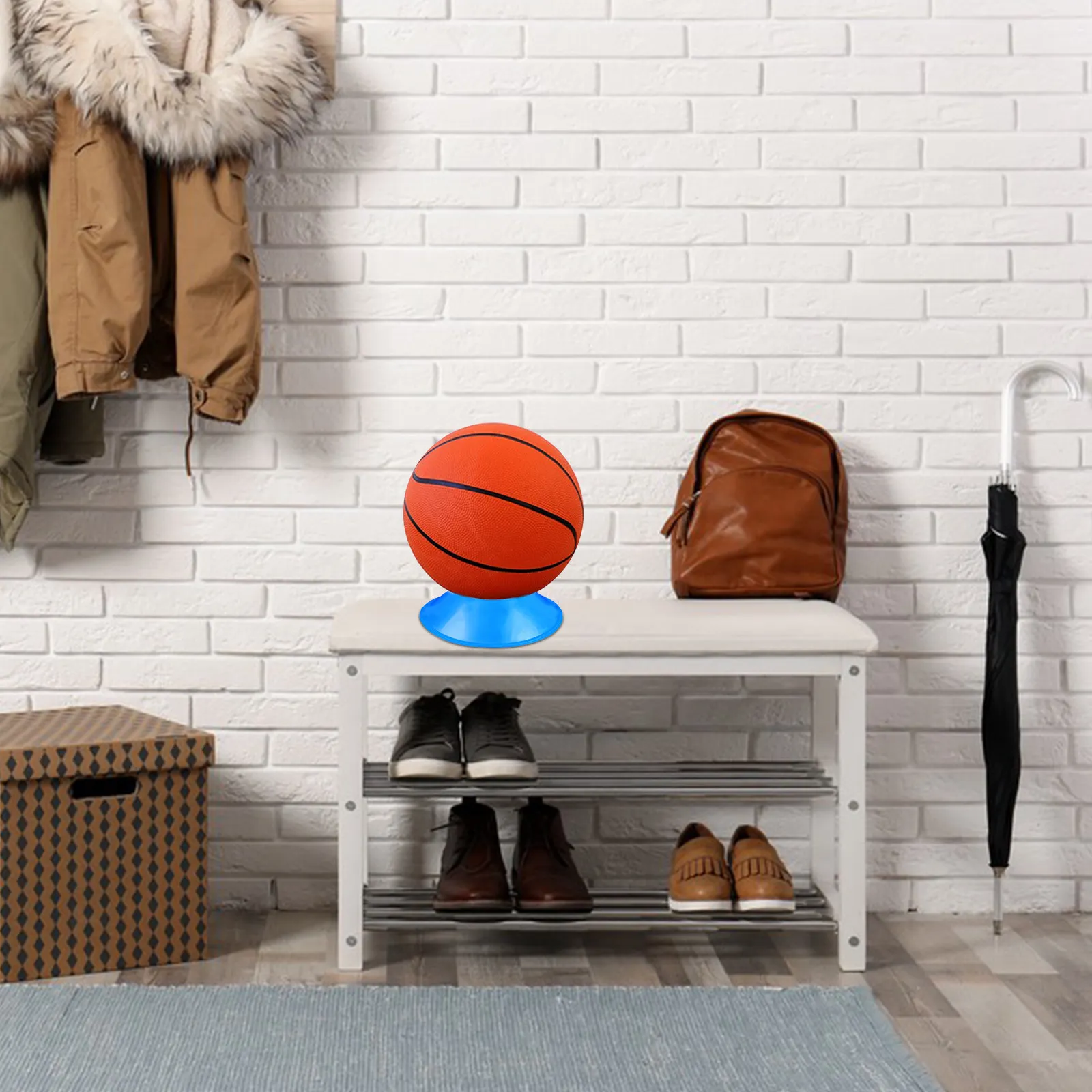 5Pcs Football Holder Basketball Display Stand Plastic Base Multiuse Soccer Ball Rack Indoor Football Holder Bowling Ball Rack