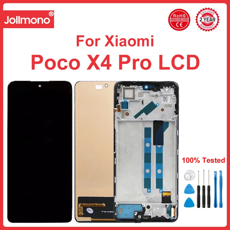 

Экран дисплея для Xiaomi Poco X4 Pro 5G 2201116PG, ЖК-дисплей, цифровой сенсорный экран с рамкой для Poco X4 Pro, детали для замены