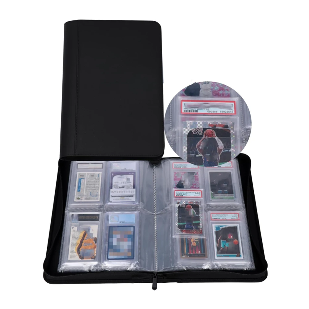 Classeur pour cartes gradées, capacité 40 plaquettes PSA, classeur à fermeture éclair pour plaquettes format PSA, album de rangement pour cartes avec 4 pochettes à chargement par le haut