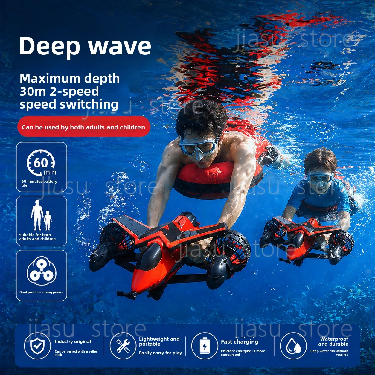 

1000W Underwater Thruster, Portable Sea Scooter for Snorkeling, Diving & Island Beach Underwater Exploration