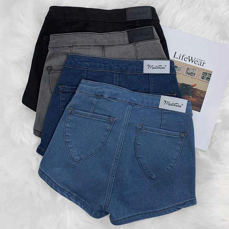 Fashion Blue Denim Shorts for Women Summer Thin Versatile Short Pants Korean Ladies Elastic Slimmimg Dance Hotpants