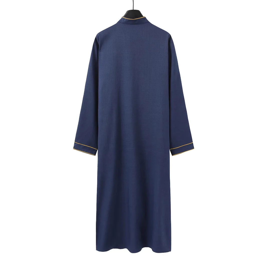 Pakaian Arab Etnik Kasual Bordir Kerah Berdiri Baru 2025 Jubah Panjang Longgar Jubah Pria Ramadhan Dubai Mewah Islam Elegan