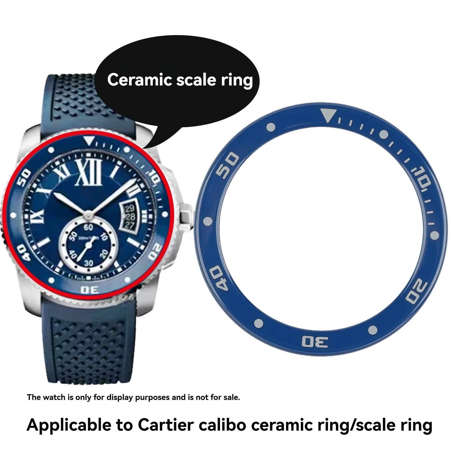 Ceramic Bezel Insert For Cartier Calibre De Cartier W7100056 WSCA0011 Watch Bezel Ring With Numeral Markers Watch Parts