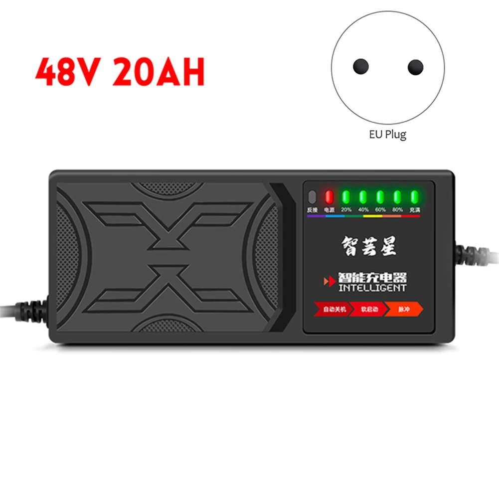 48V 20AH Electric Vehicle Charger 7 Light Display Power Display Current Leakage Protection/Full Pulse EU Plug