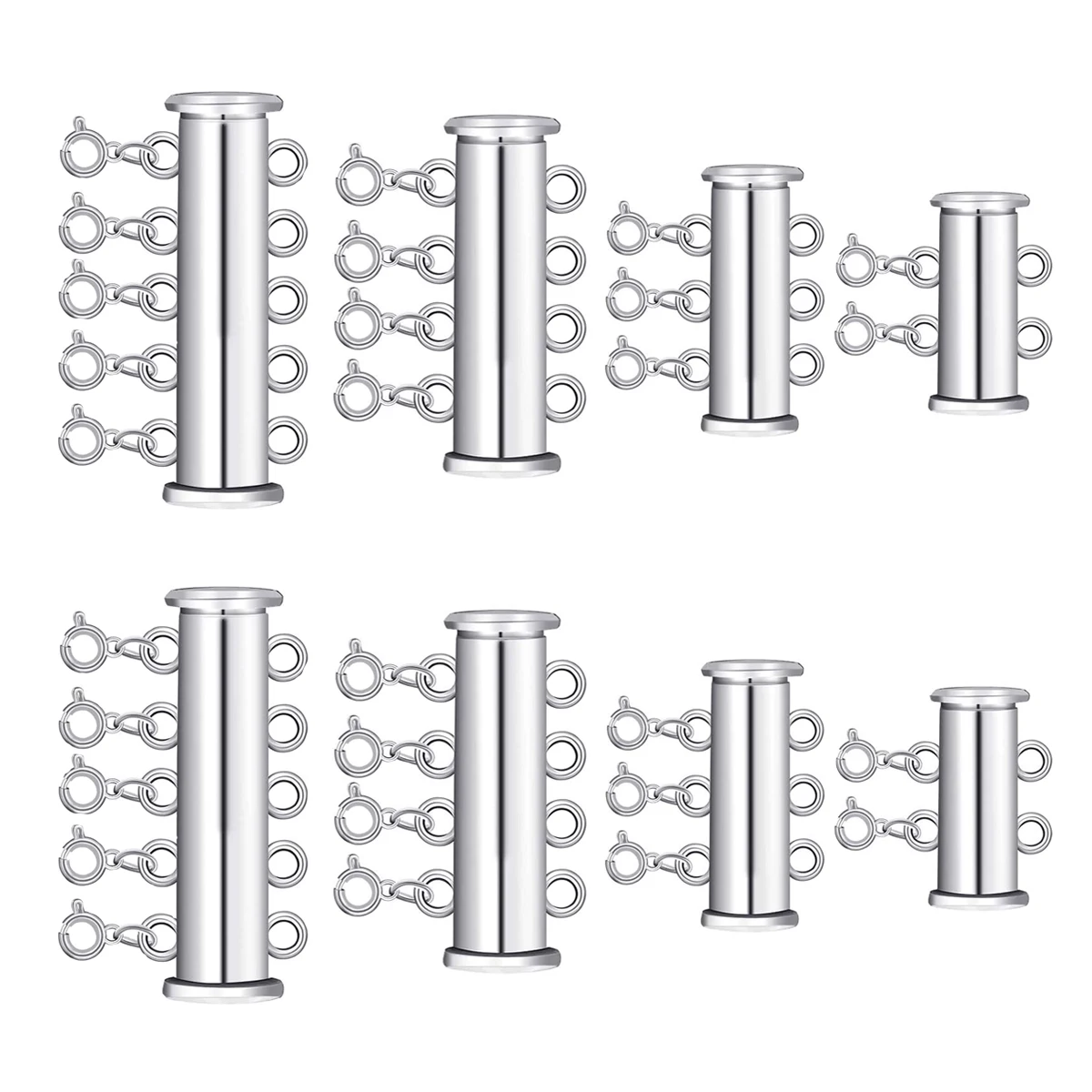 

8pcs Pearl Clasp Alloy Slide Lock Necklace Connector Multi Strands Tube Buckle Jewelry Layered Accessories Replacement