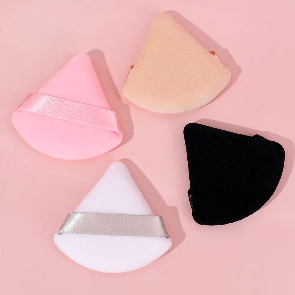 1-60pcs Triangle Velvet Powder Puff Soft Washable Sponge Black Pink Cosmetic Puffs Loose Powder Facial Beauty Makeup Accessories