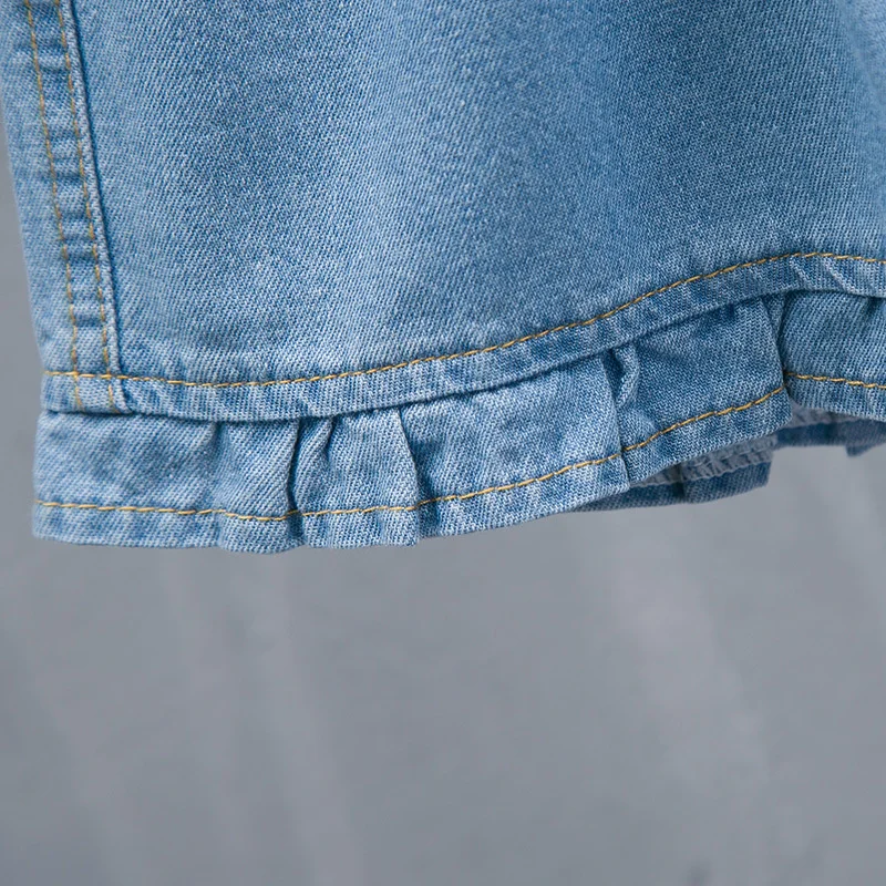 Short en denim bleu pour femme, mode coréenne, short d'été, taille haute, jean baggy court pour femme