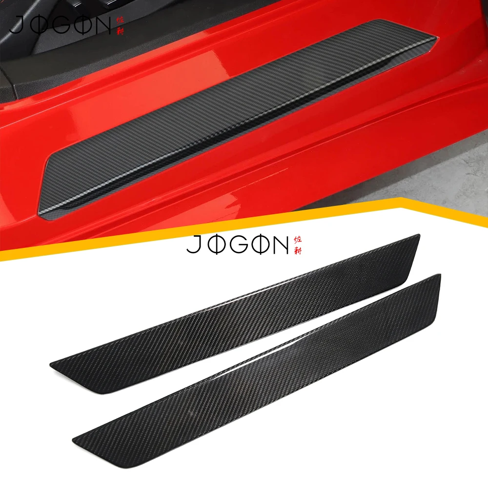

Real Carbon Fiber Car Door Sill Protector Sticker Cover For Chevrolet Corvette C8 Stingray Coupe HTC 2020-2025 Accessories
