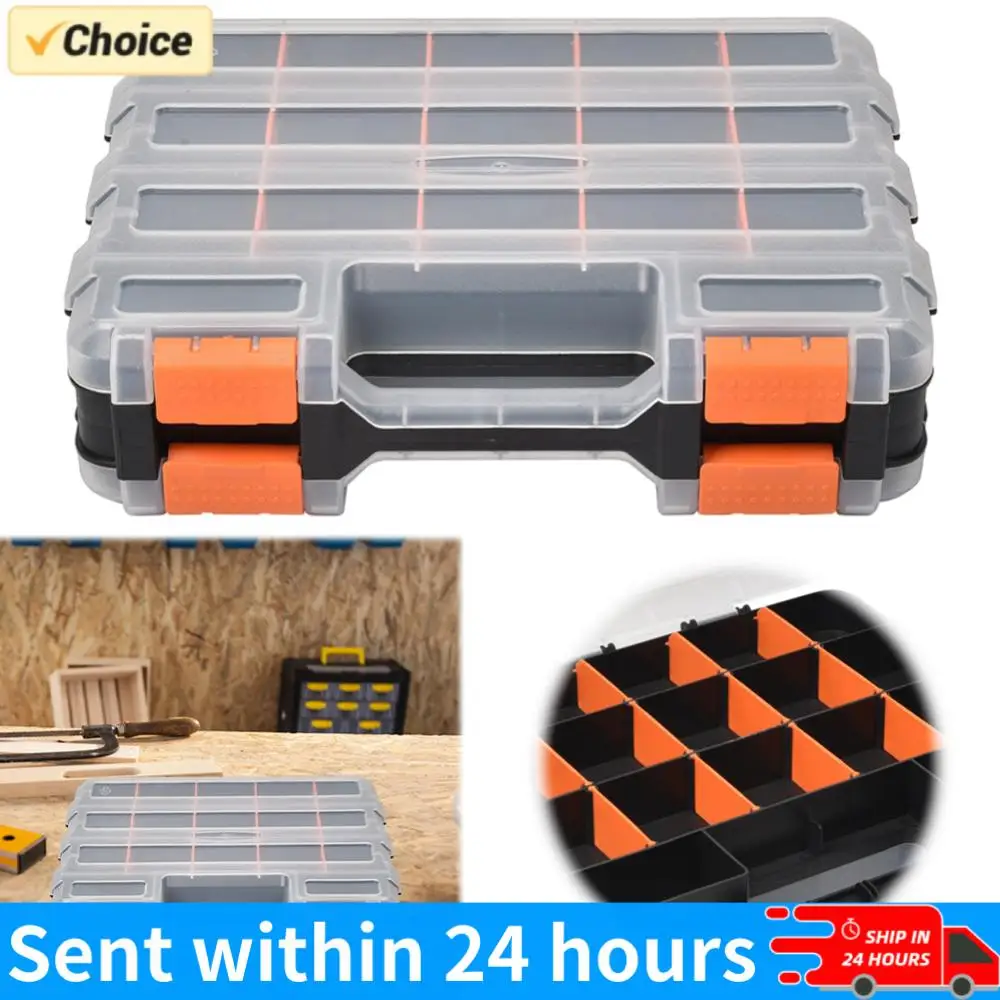 

Двусторонний органайзер для инструментов, пластиковый ящик для хранения, портативный ящик для инструментов для шурупов, гаек и мелких деталей