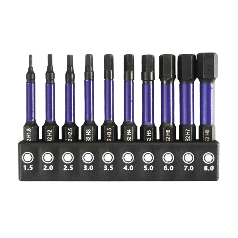 10Pcs Allen Wrench Drill Bit Set Impact Head Screwdriver Bit Set 1/4 Inch Shank Bit Christmas Gifts