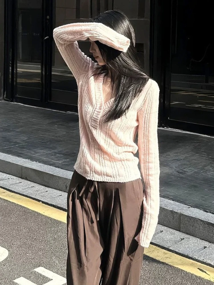 Y2k 감성 가을 겨울 스웨터 여성 캐주얼 슬림 긴팔 니트 점퍼 풀오버 한국 패션 스웨터 스트리트웨어 탑